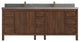 Elizabeth 84 Double Sink Bath Vanity in Dark Walnut Teak 2" Piatra Gray