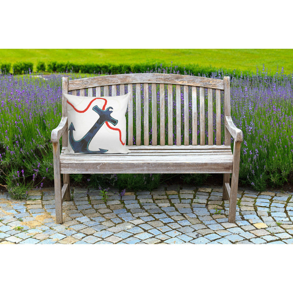 Visions I Anchor Indoor/Outdoor Pillow, White, 12"x20"