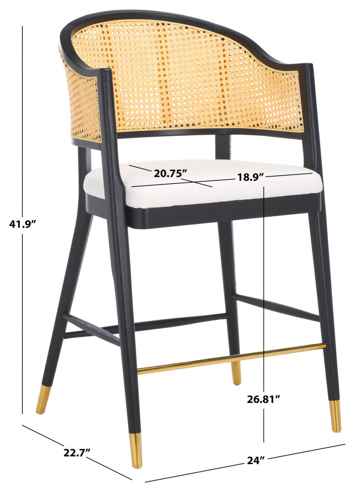 Safavieh Couture Rogue Rattan Barstool, Black/Natural