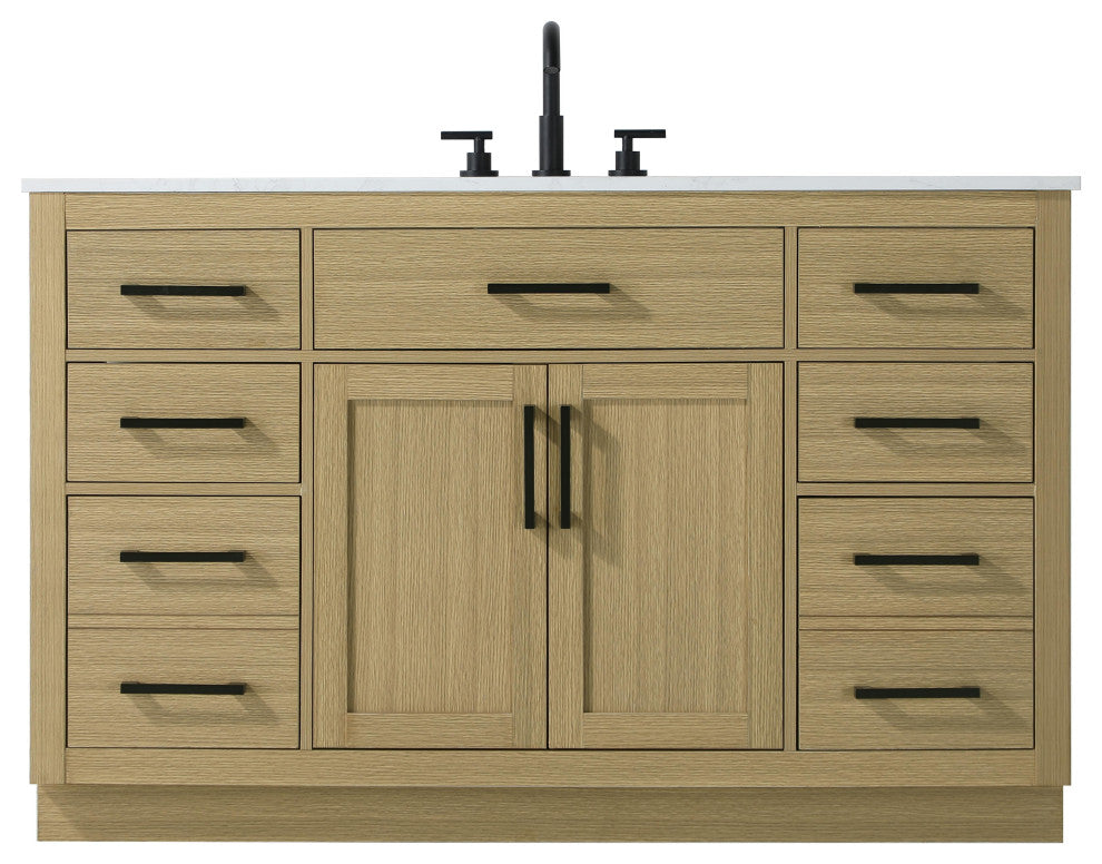 Home Living 54" Single Bathroom Vanity, Honey Brown