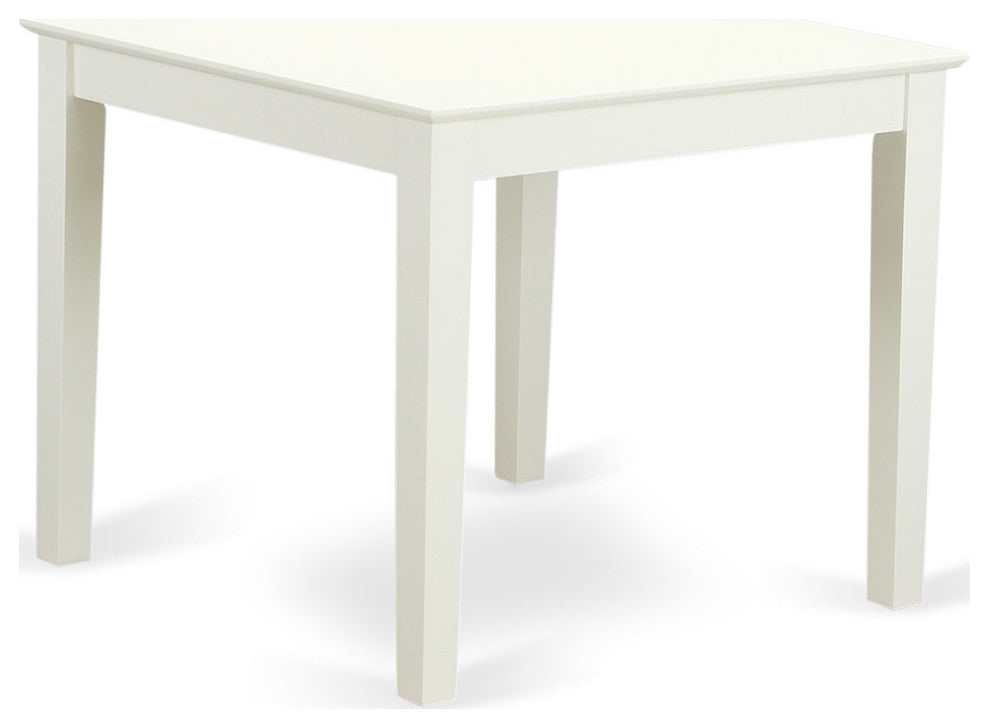 5Pc Square 36" Table, Four Parson Chair, White Leg, Pu Leather Color White