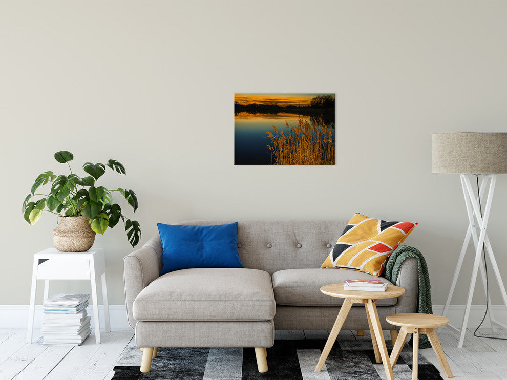 Rustic Canvas Wall Art: Sunset Reedy Point Landscape Print, 18" X 24"