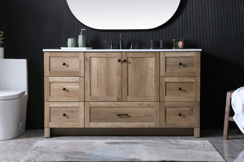 Home Living 60" SIngle Bathroom Vanity, Natural Oak