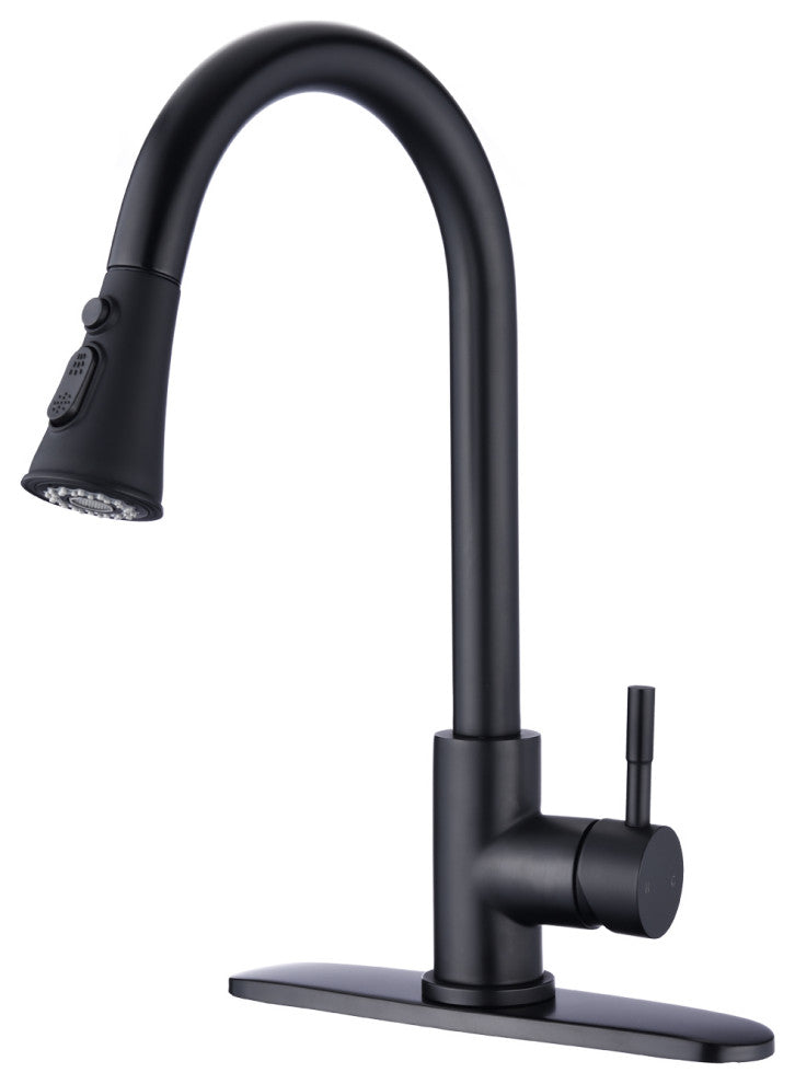 Pull Down Single Handle Kitchen Faucet, Matte Black