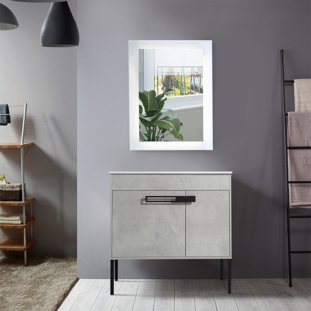 Freestanding/Floating Bathroom Vanity With white Ceramics Top, Grey, 36"