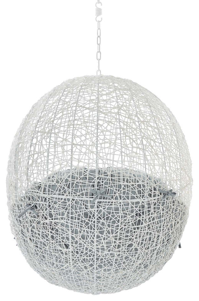 Swing Lounge Chair, Sunbrella, White Gray, Modern, Outdoor Patio Bistro