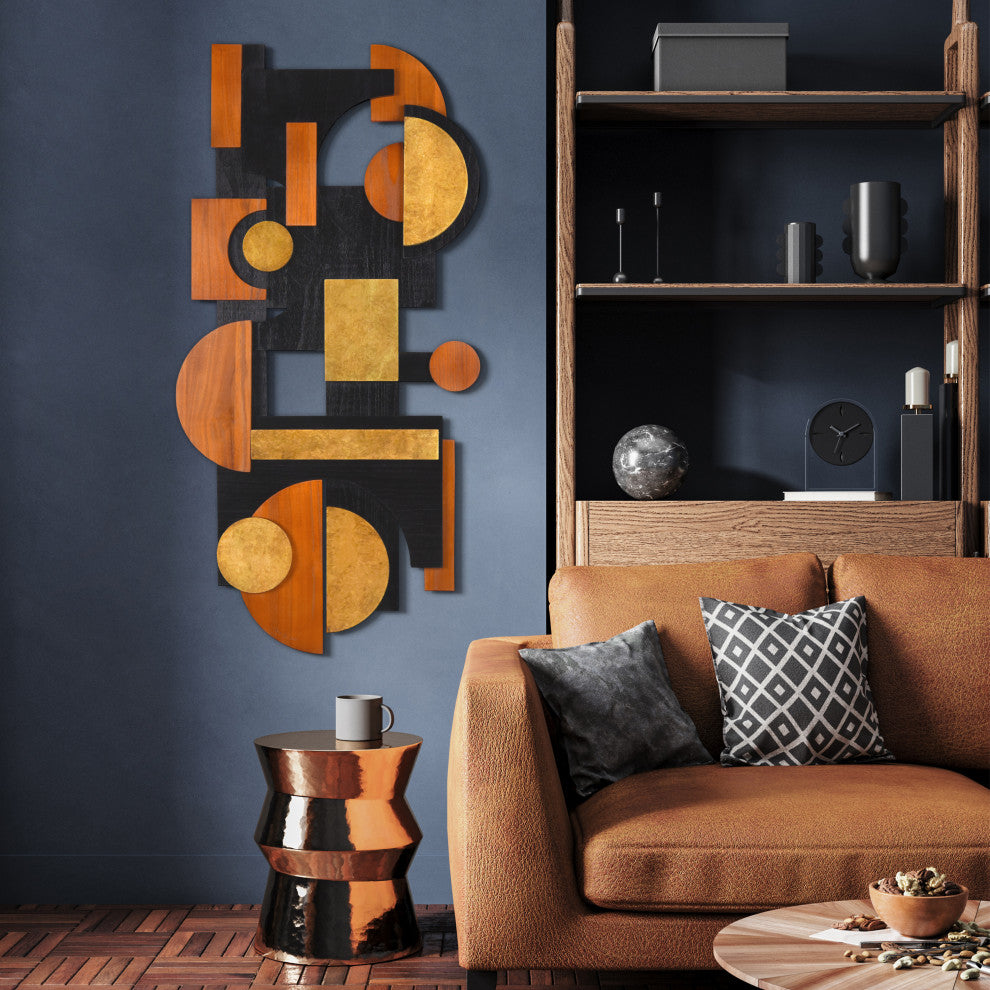 Amber Embraces I and II Hand Made Solid Wood Abstracts