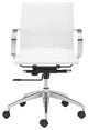 Modern Office Chair, Chrome Frame With Rounded Arms & Faux Leather Seat, White