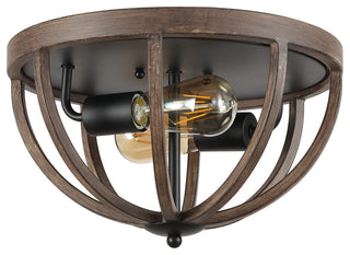Darlene 13" 2-Light Iron Rustic LED Flush Mount, Brown