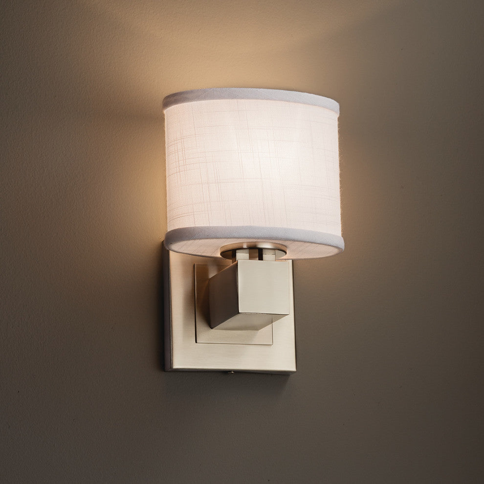 Textile Aero 1-Light Wall Sconce, No Arms, Oval, White Fabric Shade