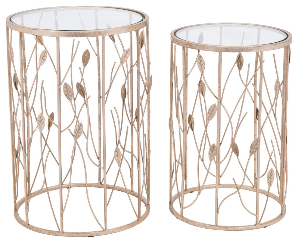 Sofa Side Table, Round, Glass, Steel Metal, Gold, Clear, Lounge Hospitality