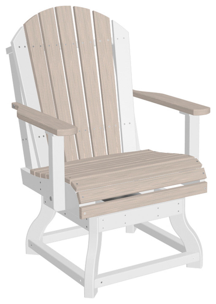 Set of 4 Poly Adirondack Swivel Chairs, Birch & White, Dining Height