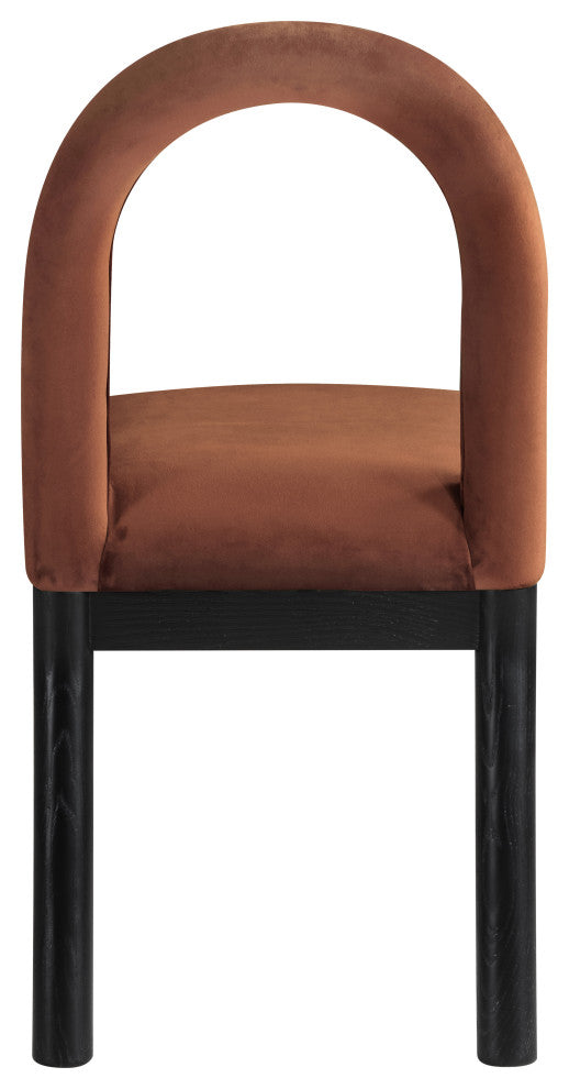 Conrad Upholstered Dining Chair, Cognac, Velvet, Black Finish
