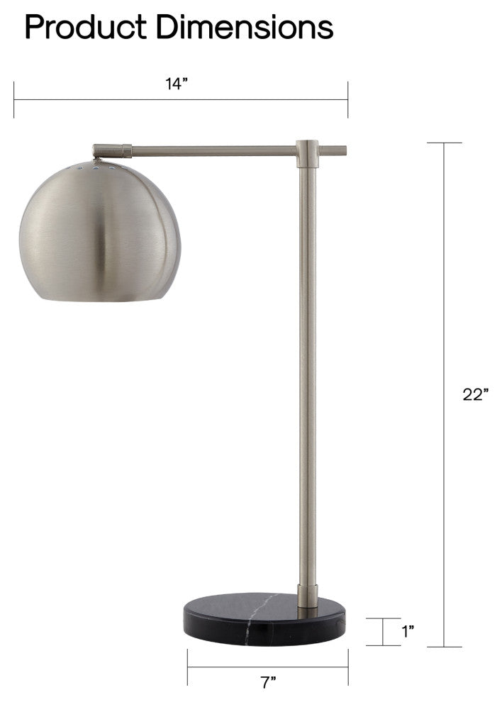 Inspired Home Emmalin Table Lamp, Marble Stone Base, Stainless Steel