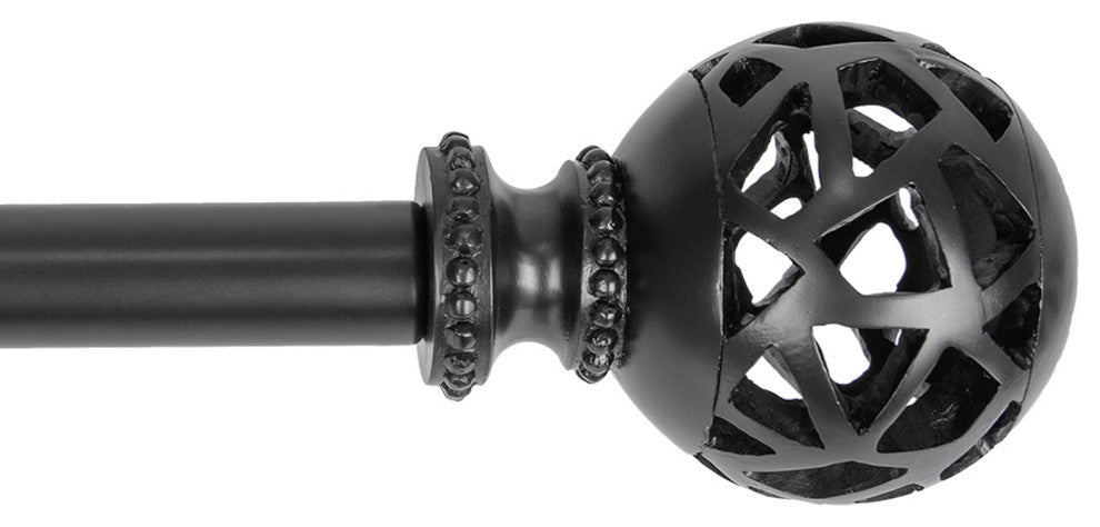 UTOPIA ALLEY 3/4" Single Adjustable Curtain rods for Windows, Black, 86"-120"
