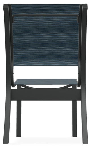 Leeward Sling Stackable Outdoor Dining Chair, Nimbus Ocean/Graphite