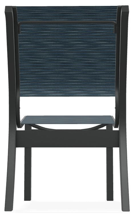 Leeward Sling Stackable Outdoor Dining Chair, Nimbus Ocean/Graphite