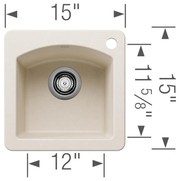 Blanco 440205 Diamond 15" Drop-In or Undermount Single Basin - Soft White