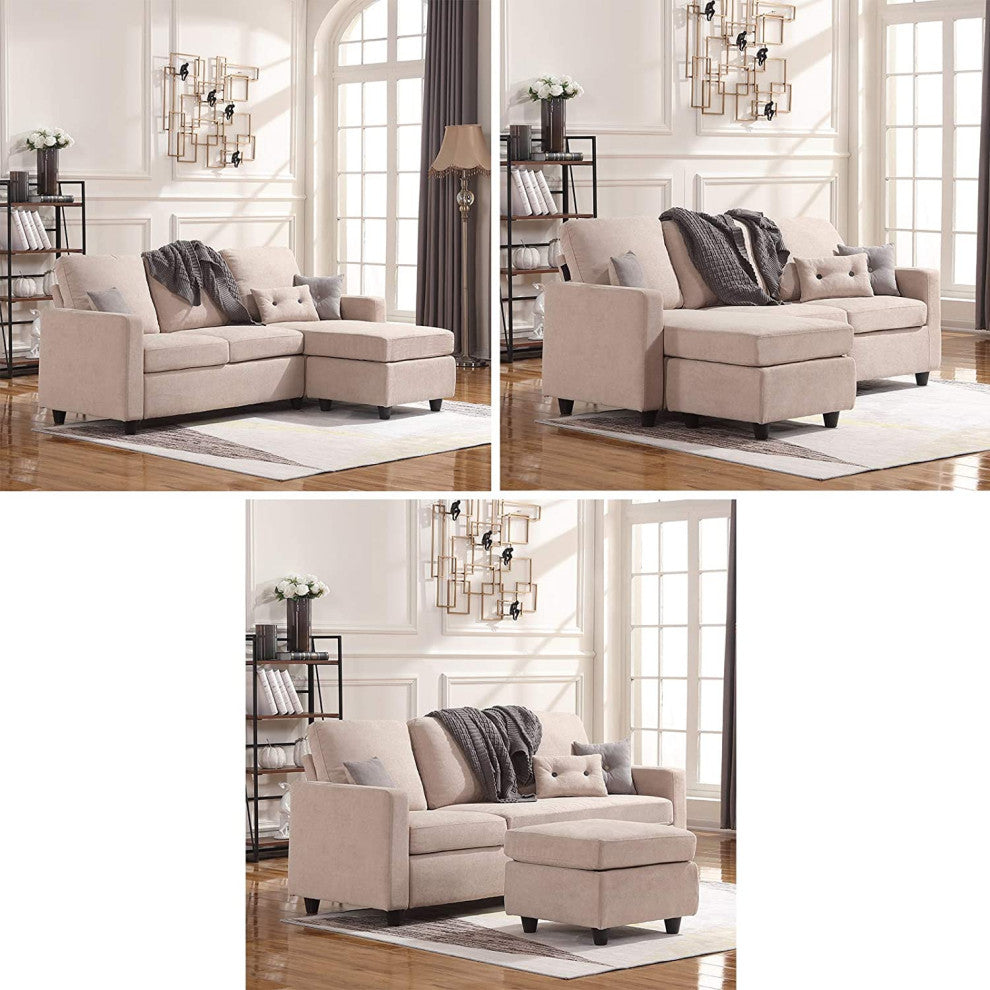 Modern Convertible Sectional Sofa Couch, L-Shaped