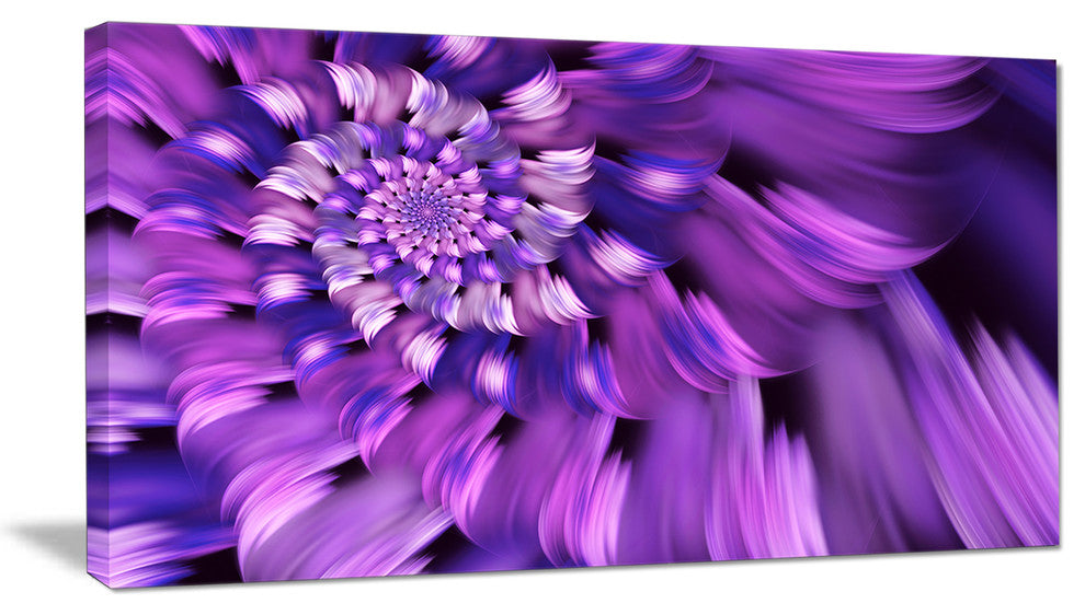 Blue Flower Shaped Fractal Art, Large Floral Canvas Art Print, 60"x28"