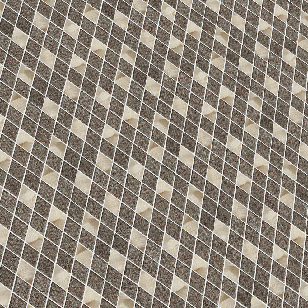 Ballagh 9.9"x12" Diamond Glass Mosaic Mix Wall Tile, Brown, Box of 15