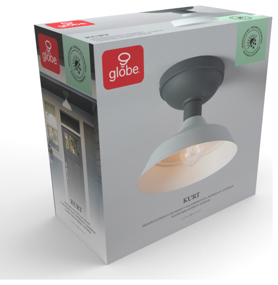 Kurt 1-Light Matte White Outdoor Indoor Flush Mount Ceiling