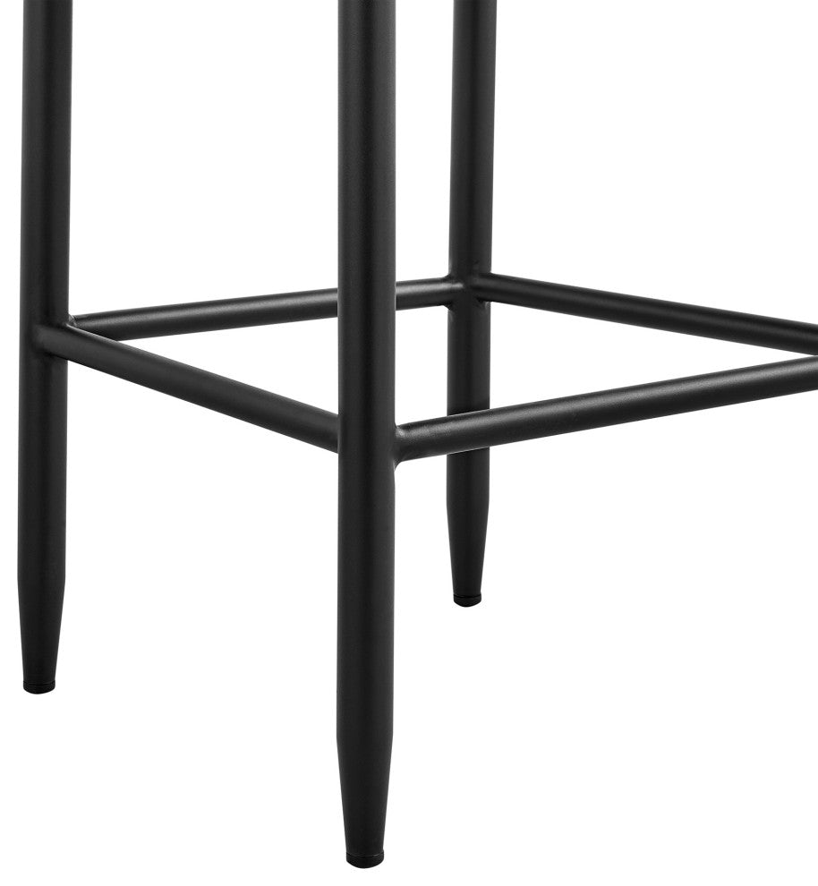 Felicia Patio Stool, Metal With Gray Rope and Cushions, Black, Counter Height