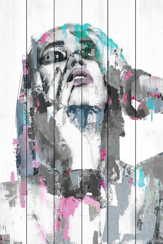 "Bewildered Beauty" Painting Print on White Wood, 8"x12"