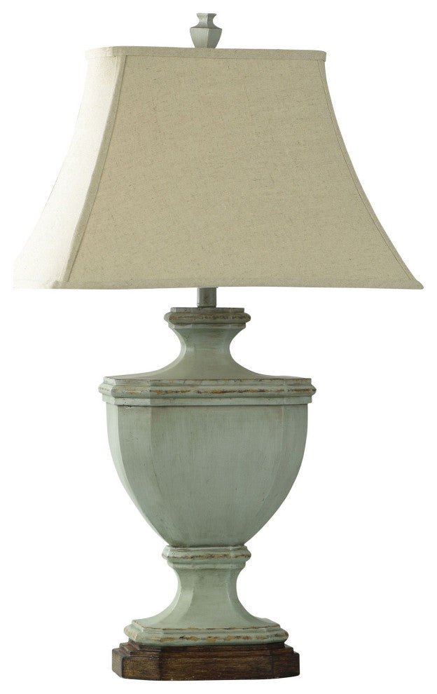Oldsbury Blue Table Lamp Farmhouse Style With Beige Shade 100w