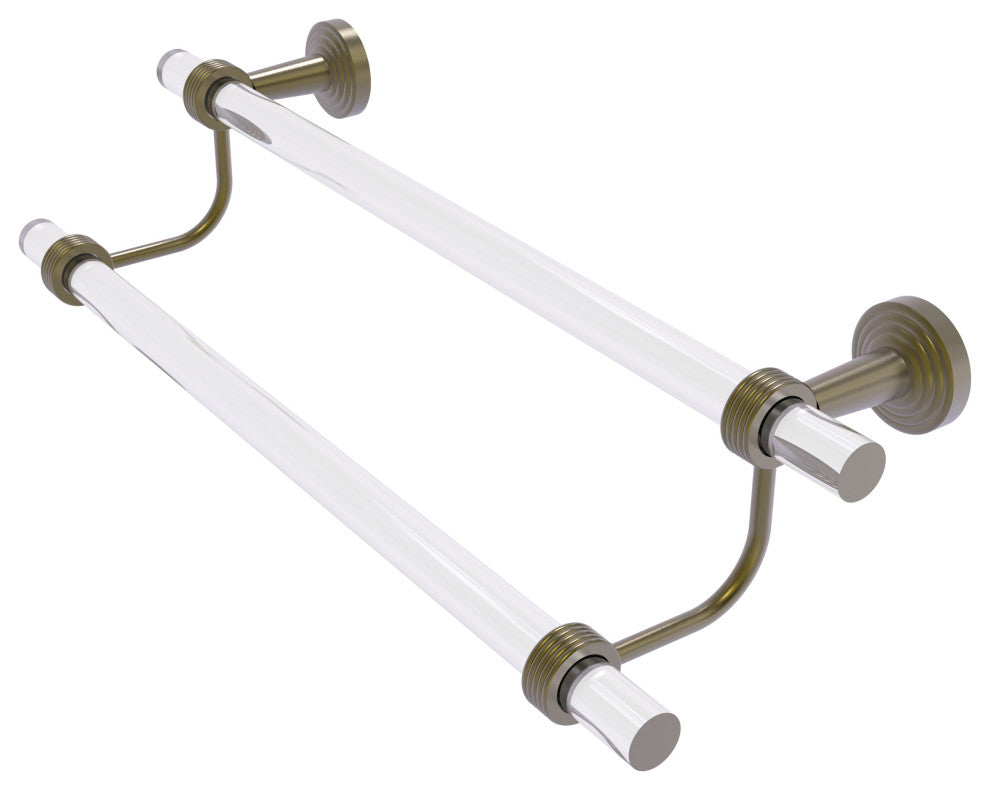 Pacific Beach 30" Double Towel Bar with Groovy Accents, Antique Brass