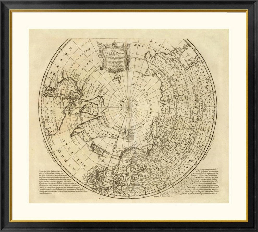 "North Pole, 1747" Framed Digital Print by Emanuel Bowen, 46x42"