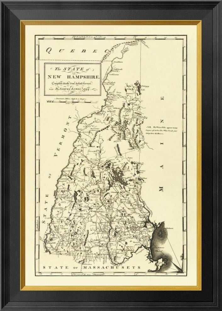 "State of New Hampshire, 1794" Framed Canvas Giclee by Mathew Carey, 19x26"