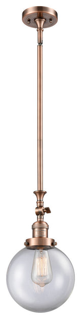 Beacon 1-Light LED Mini Pendant, Antique Copper, Glass: Clear