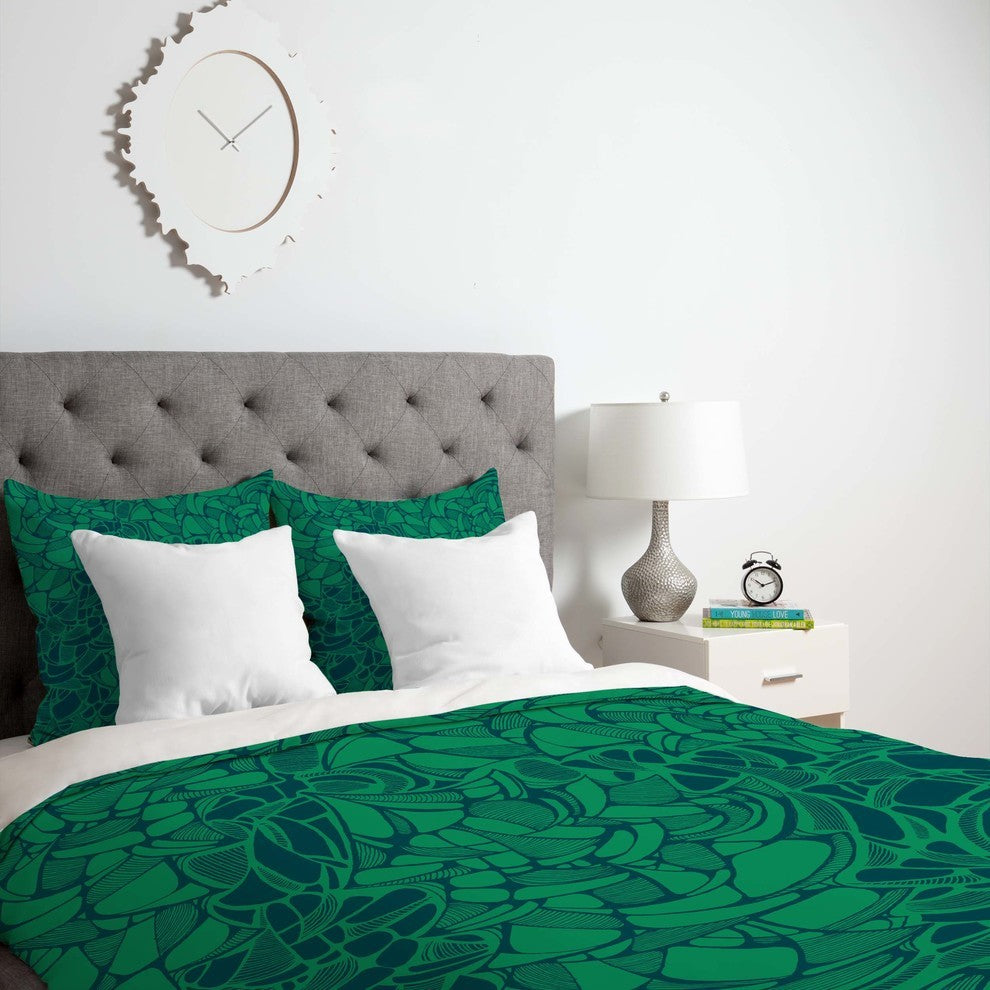 Deny Designs Karen Harris Carillon Peacock Emerald Duvet Cover - Lightweight