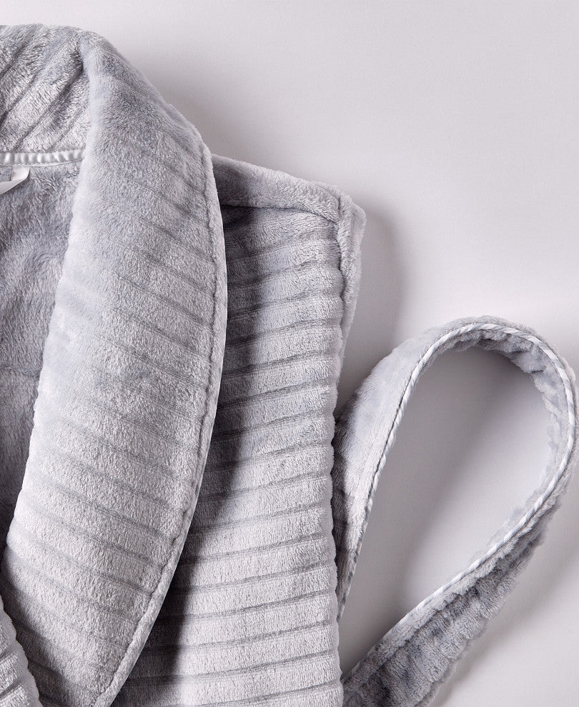 Well Being By Sunham Plush Robe, Grey, Large