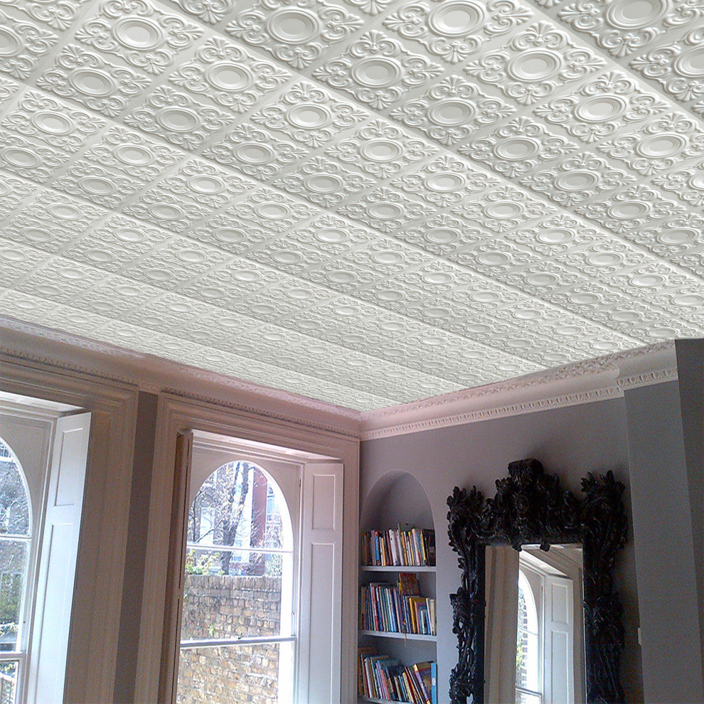 Pearl White 3D Ceiling Panels, 2'x2', 200 Sq Ft, Pack of 50