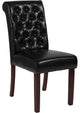 HERCULES Series Black Leather Parsons Chair - Rolled Back, Walnut Finish