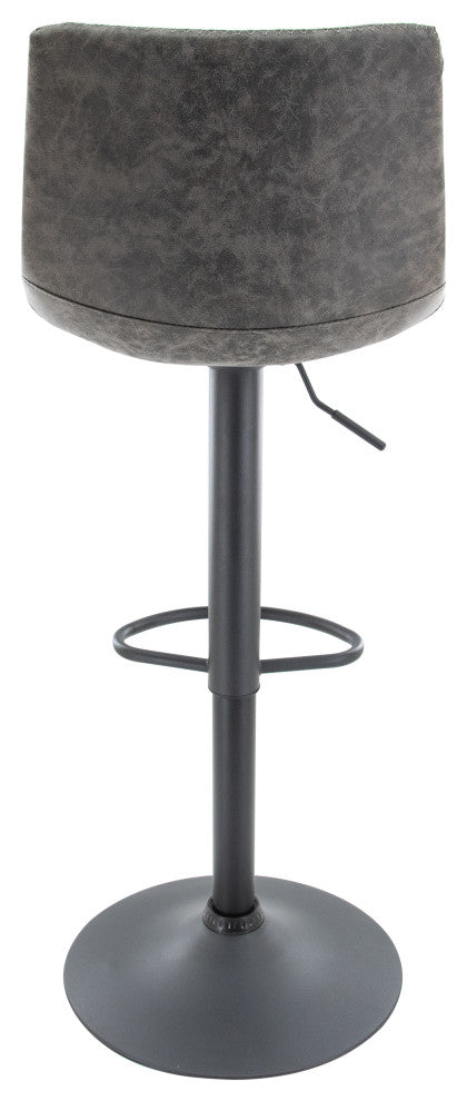 LeisureMod Tilbury Modern Adjustable Height & Swivel Bar Stool, Gray