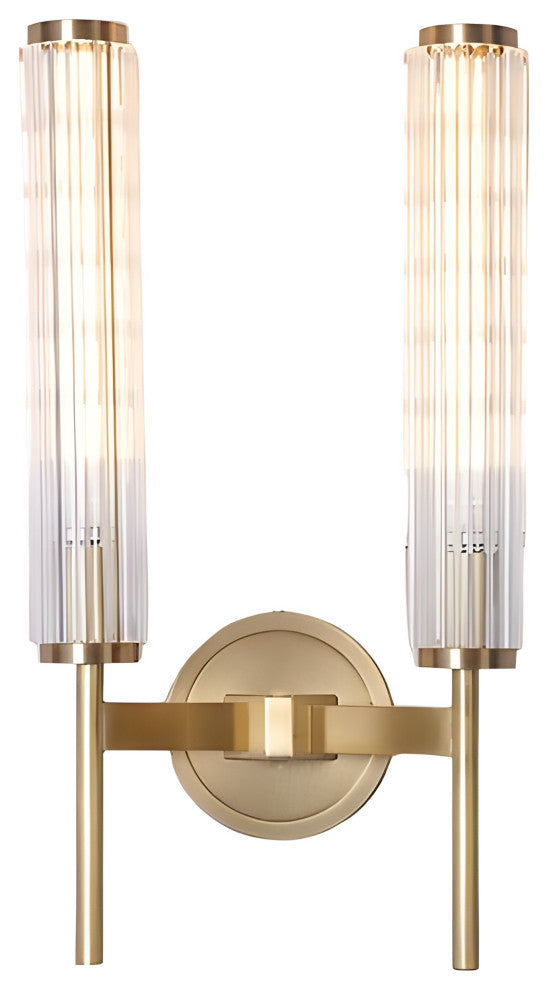 Koniz | Glass Copper Wall Sconce, Cross Reeded Glass