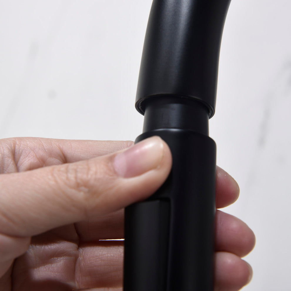 Brass Single Handle Pull Out Kitchen Faucet, Matte Black