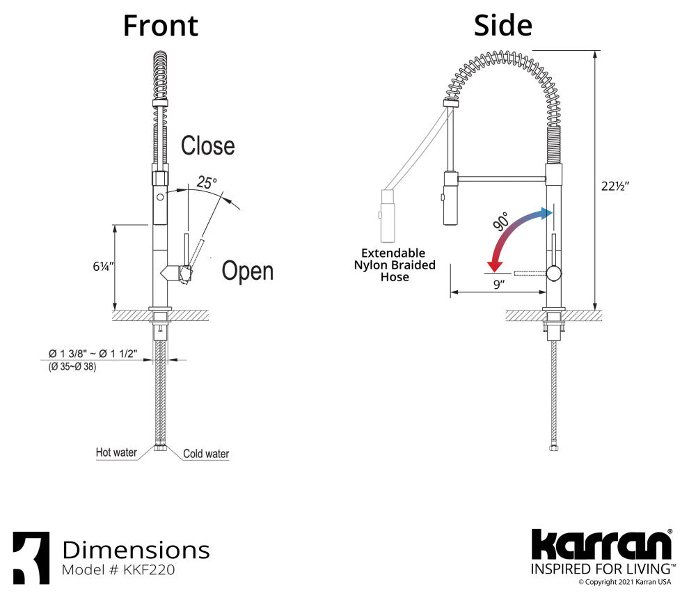 Karran Single-Handle Pull-Down Sprayer Kitchen Faucet, Matte Black