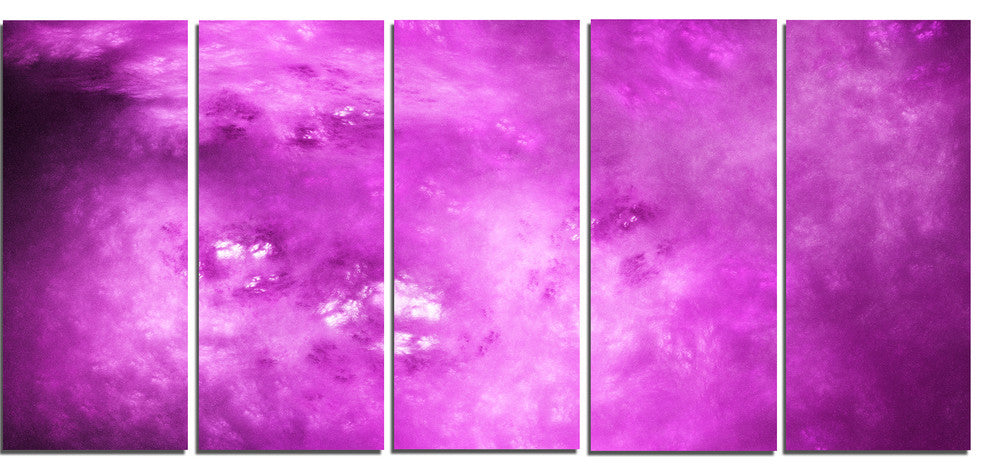 Bright Purple Sky with Stars, Abstract Canvas Art Print, 60"x28", 5 Panels