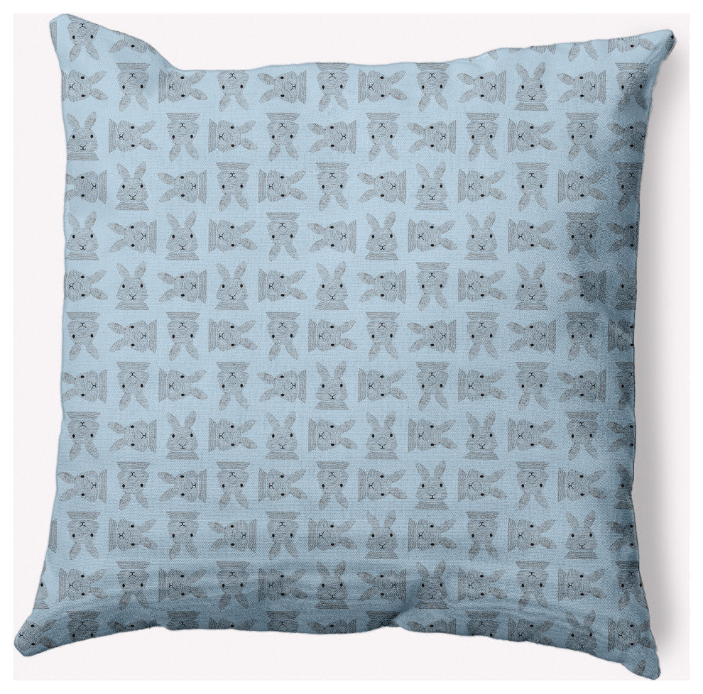 Criss Cross Bunnies Easter Decorative Throw Pillow, After Rain Blue, 20x20"