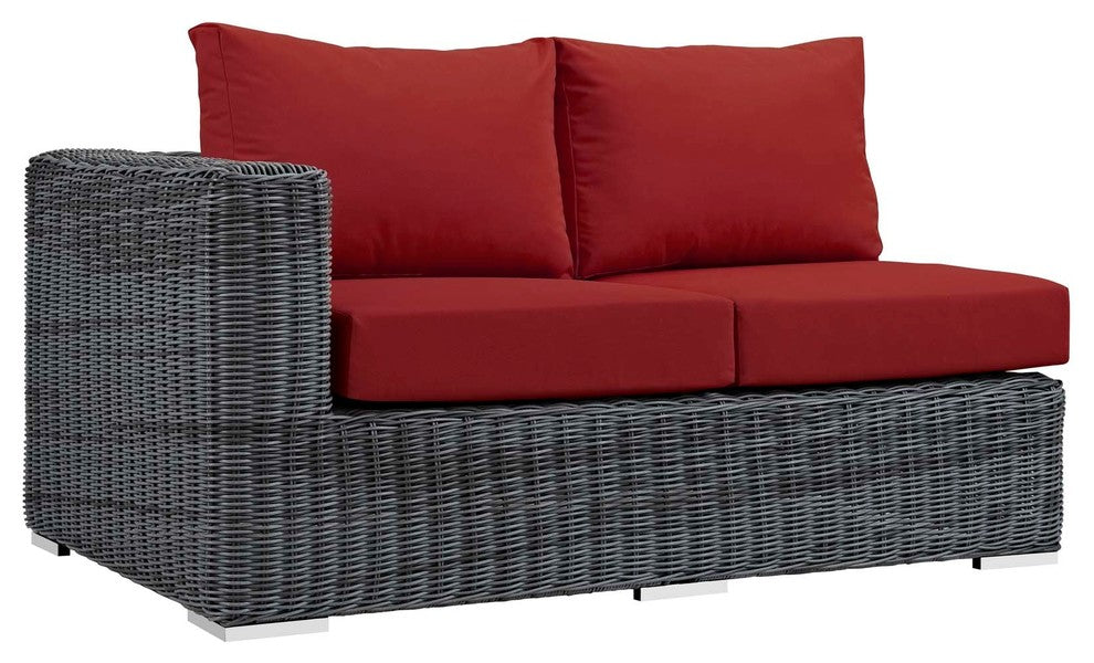 Summon Outdoor Patio Sunbrella Left Arm Loveseat Canvas Red