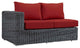 Summon Outdoor Patio Sunbrella Left Arm Loveseat Canvas Red