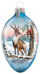 Hand Painted Scenic Glass Ornament Reindeer Egg