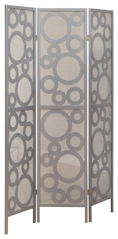Folding Screen - 3 Panel / Silver " Bubble Design