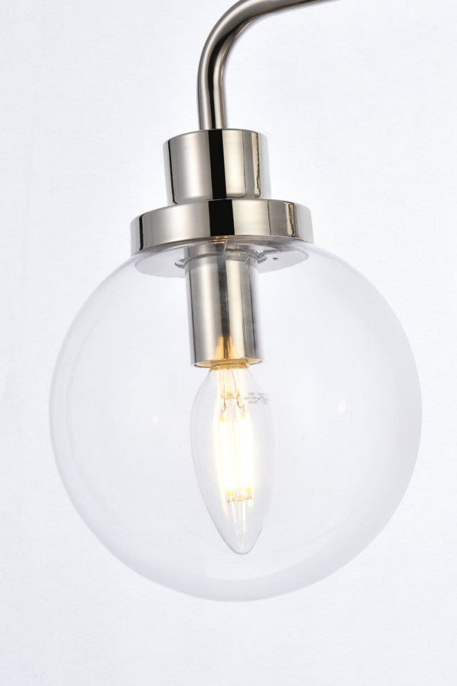 Helen 3-Light Bath Sconce, Polished Nickel With Clear Shade