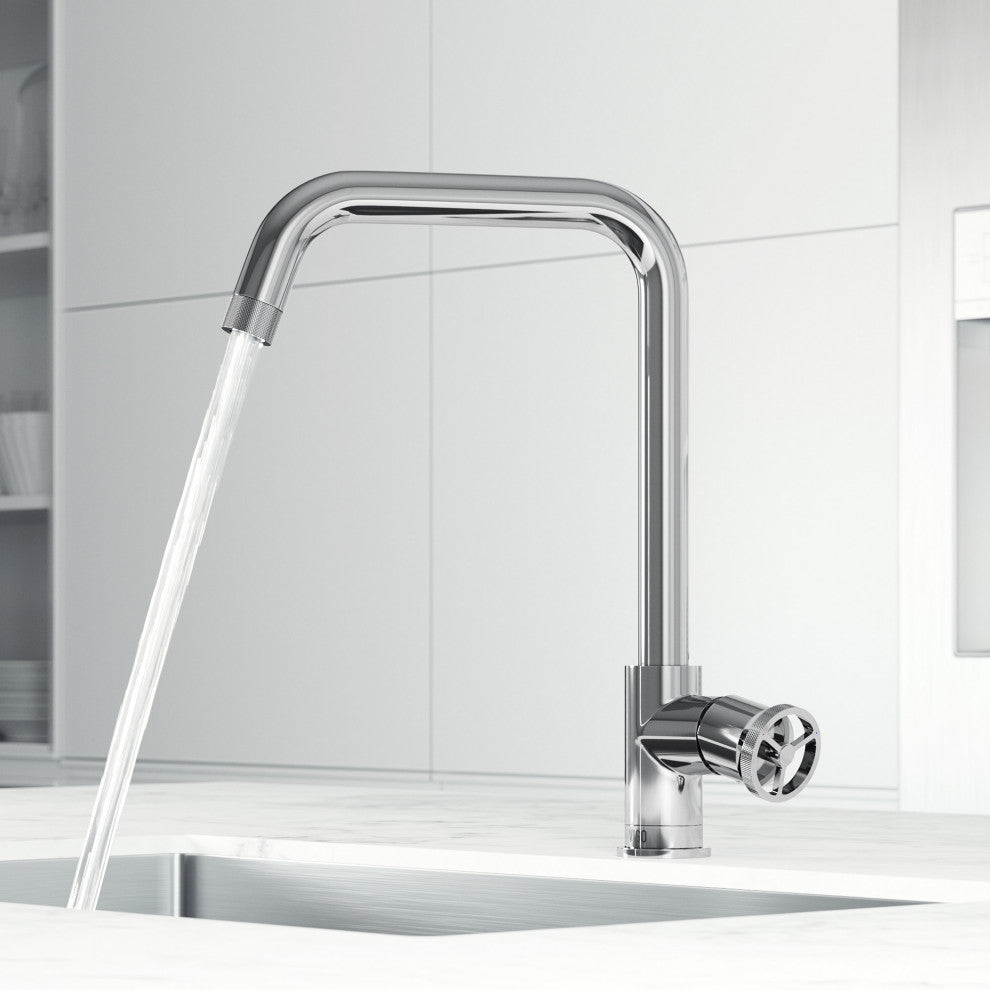 VIGO Cass Industrial 14" H Single Handle Kitchen Bar Faucet, Chrome