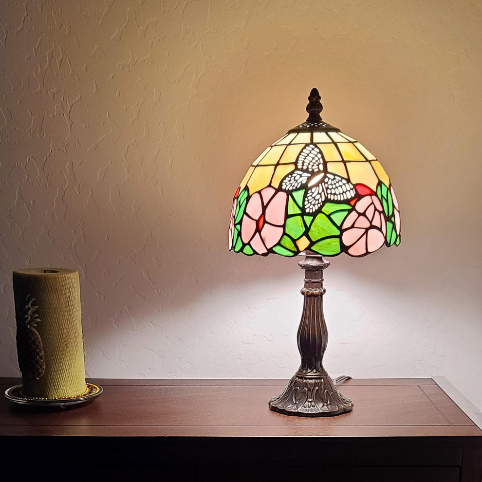 Tiffany Style Butterflies Mini Table Lamp 15" Tall